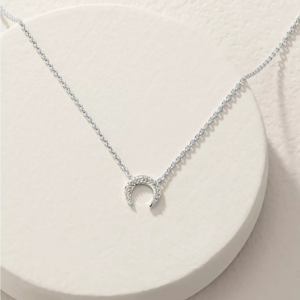 Stella & Dot Pave Horn Necklace Silver
